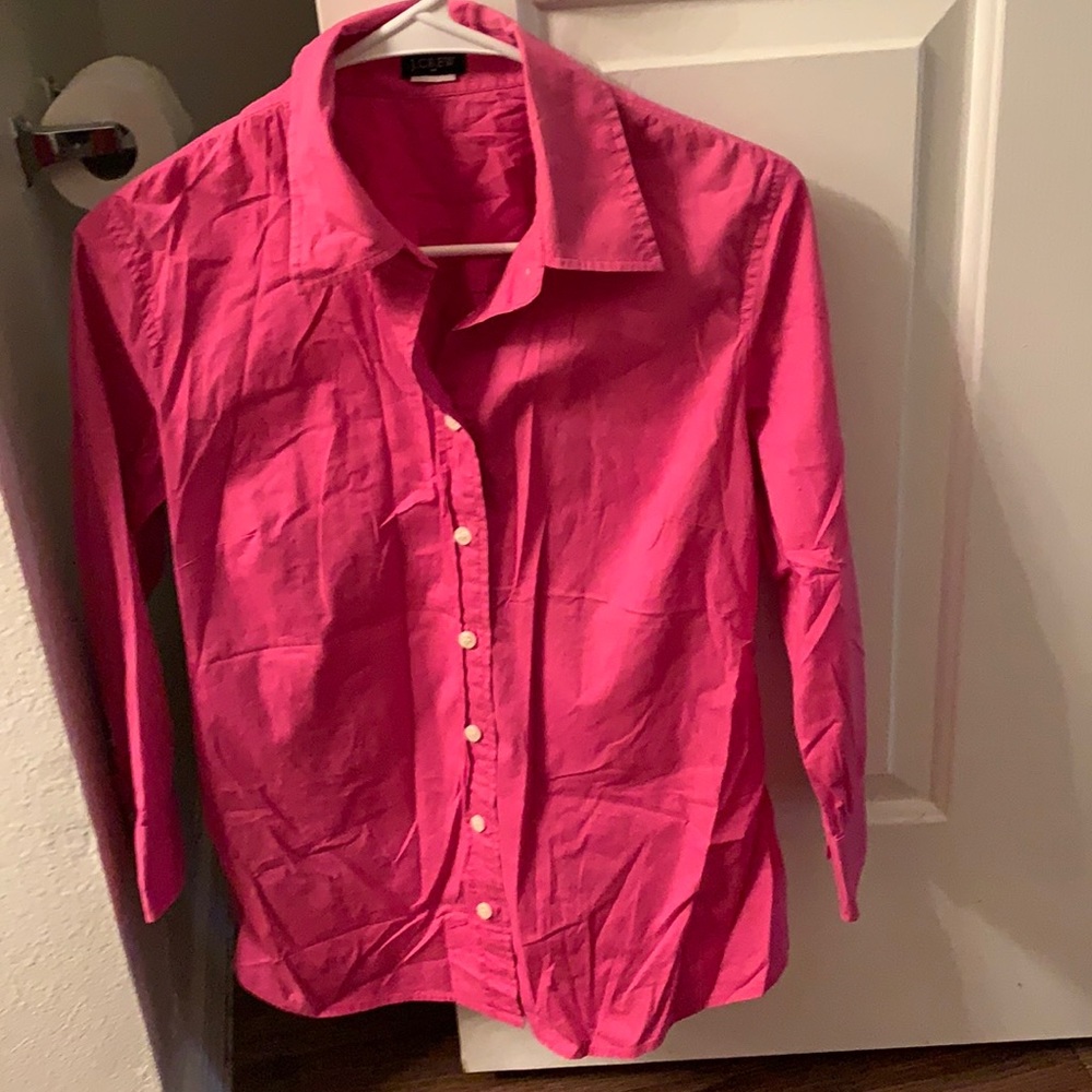 JCrew pink 3/4 button down